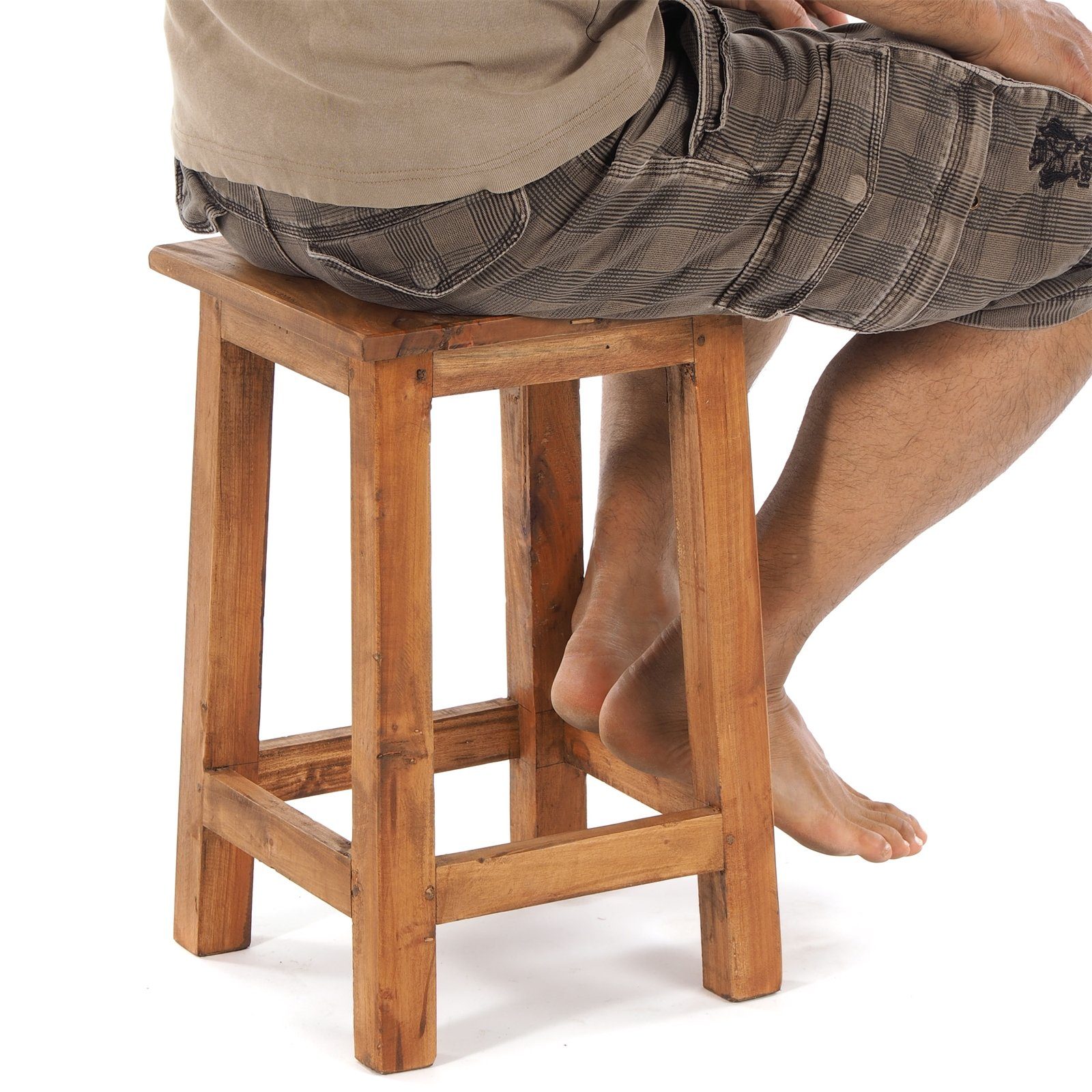 DESIGN DELIGHTS Hocker Sitzhocker MADERO, 48x30cm(HxB) Altholz Holzhocker, massivholz Hocker