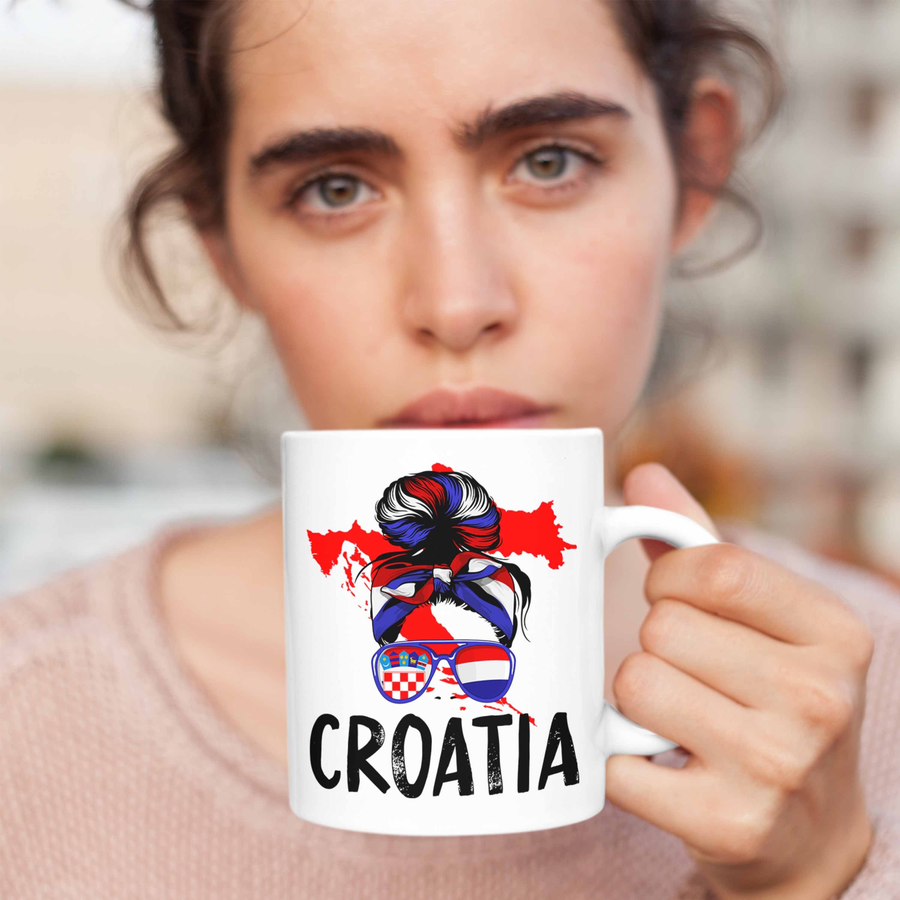 Kroatische Tasse Croatia Frau für Weiss Tasse Geschenk Kroatien Trendation Heimat Geschenkide