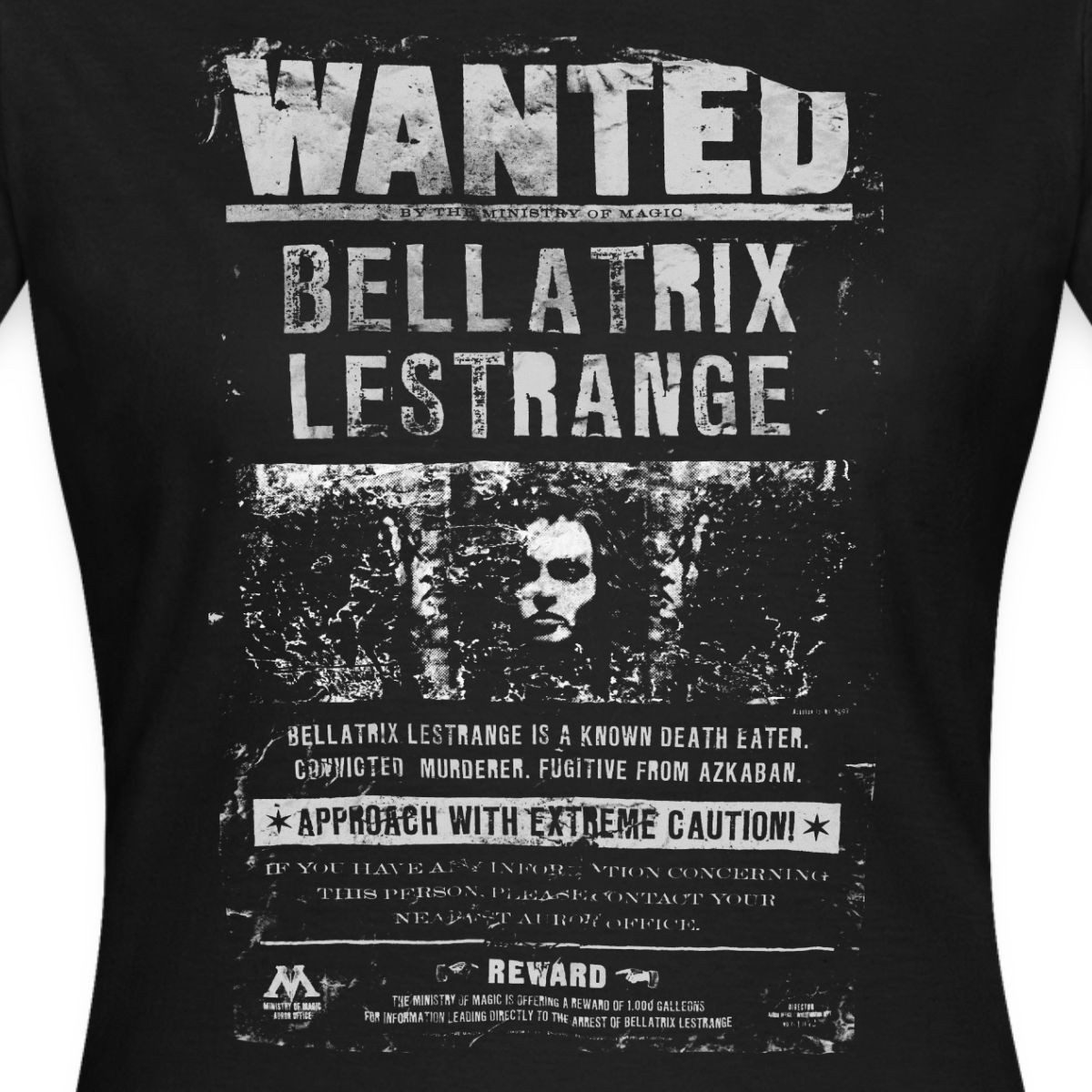 T-Shirt Harry Potter Bellatrix Lestrange Wanted Poster Frauen T-Shirt