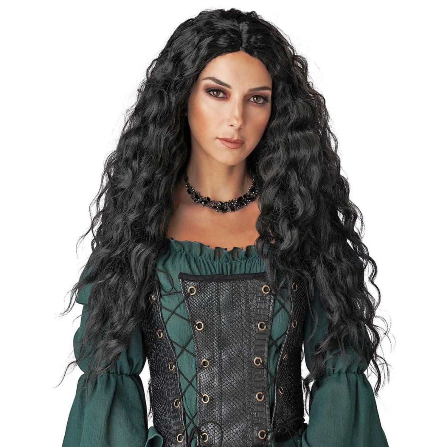 LuxusKollektion Kostüm-Perücke Perücke Damen lang lockig Mittelscheitel Cosplay 28 Zoll Schwarz