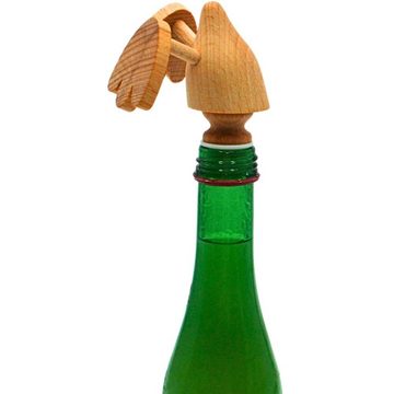 Dekohelden24 Flaschenverschluss Flaschenverschluss mit Gummiring als Ente, in natur, Maße ca. L/B/H 7