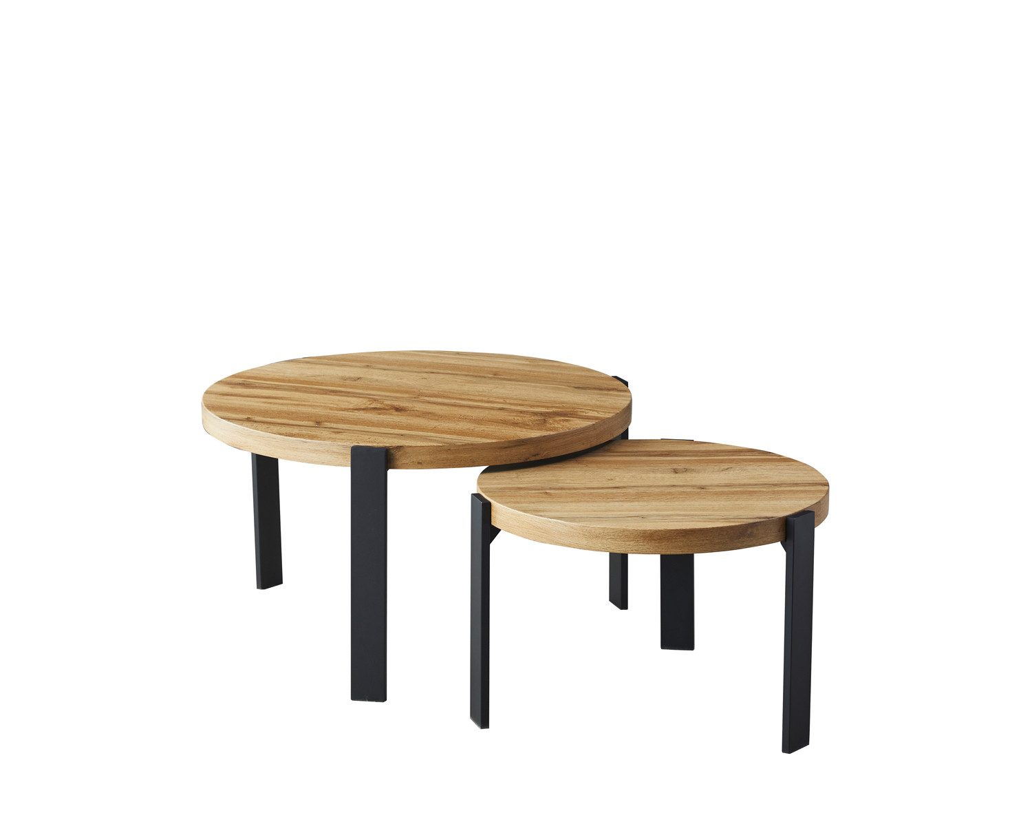 Couchtisch Design 2er Set Couchtisch GP-111 Echtholz rund Tisch Wohnzimmertisch
