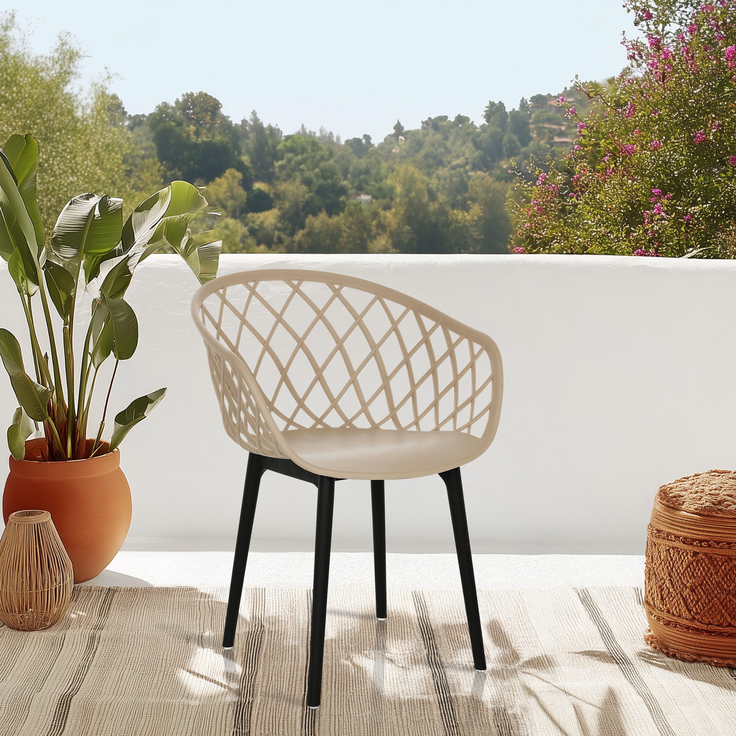 hjh OFFICE Schalenstuhl Schalenstuhl BEGIO Esszimmerstuhl Kunststoff (Einzeln), Gartenstuhl, Balkonstuhl mit Armlehnen, 76 x 57 x 53 cm