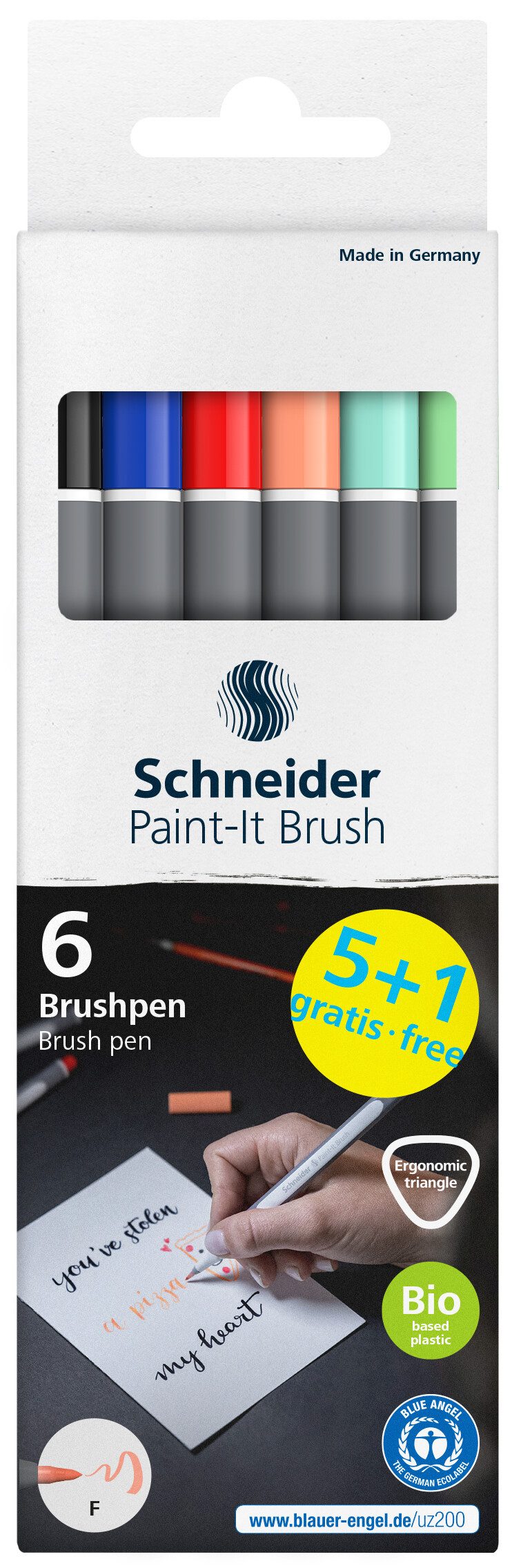 SCHNEIDER NOVUS Ручки Schneider Brushpen 070, Brush Pen Premium Pinselstifte flexible Spitze leuchtende Farben Sets