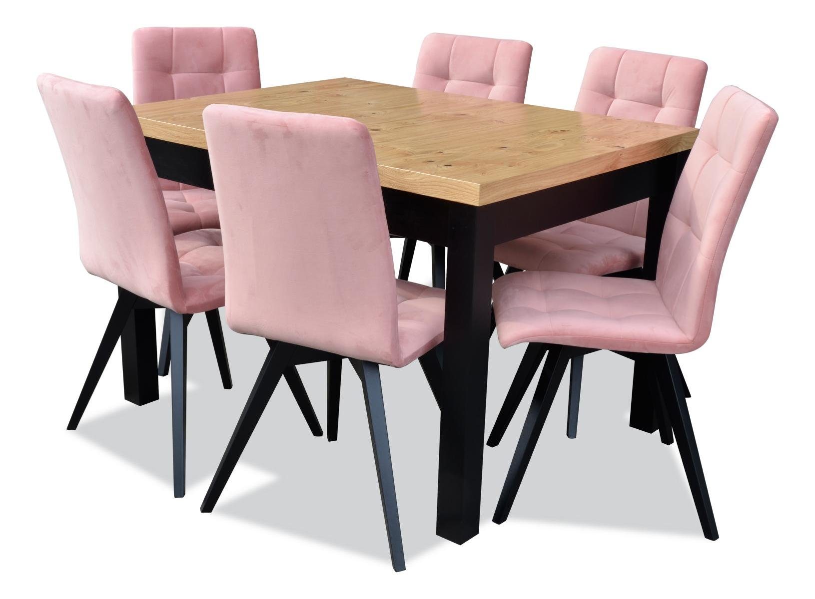 JVmoebel Essgruppe, Luxus Esszimmer Designer Garnitur Design 7tlg.Tisch + 6 Stühle Klassischer Möbel