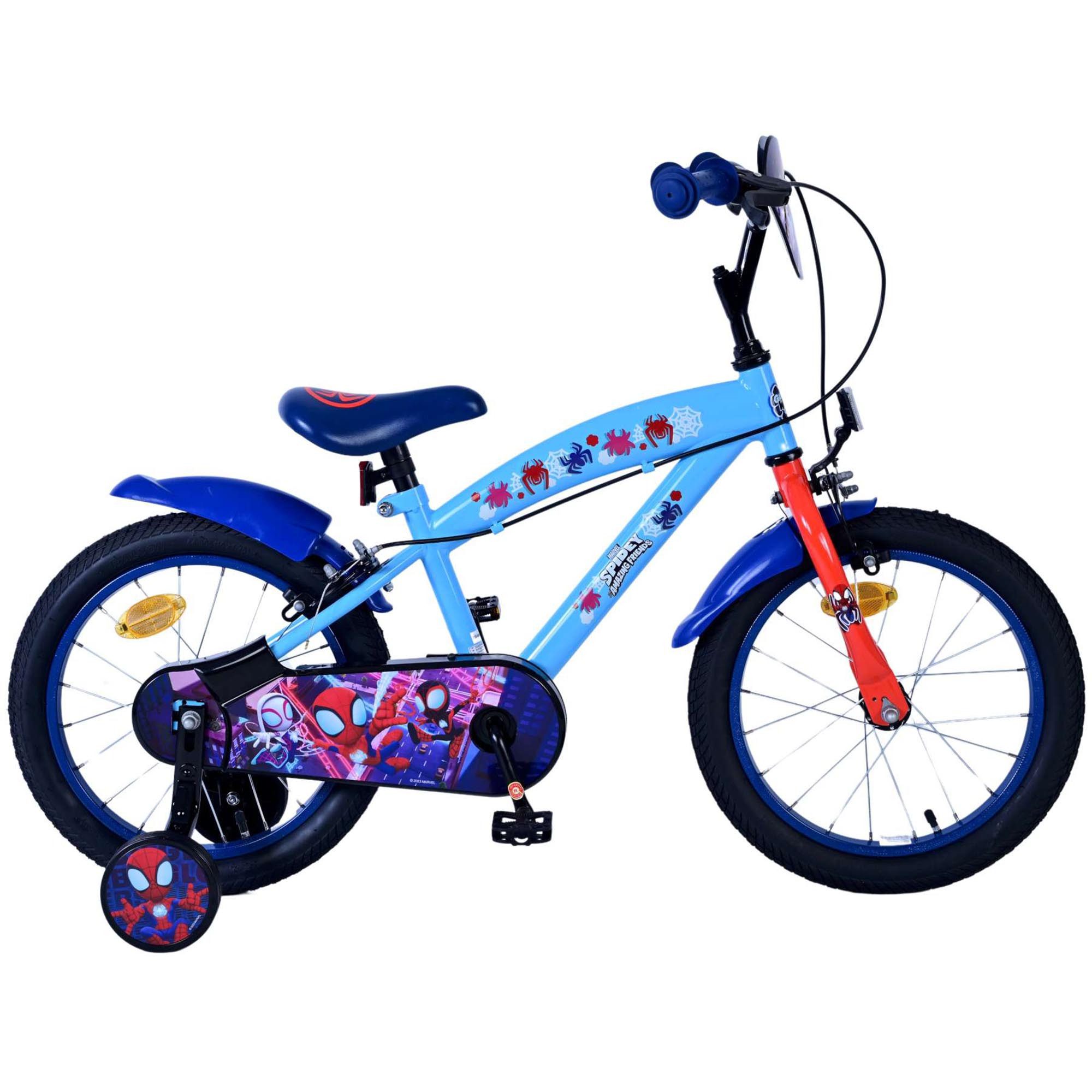 MARVEL Kinderfahrrad Spidey Amazing Friends, 1 Gang, ohne Schaltung, Kinderfahrrad 16 Zoll Mädchen Jungen Größe 105 - 120 cm ab 4 Fahrrad