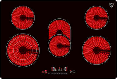 K&H Elektro-Kochfeld K&H 5 Zonen Glaskeramikkochfeld 77cm Elektro Autark Eingebaut NC-8608, Einbaufähig und Autark