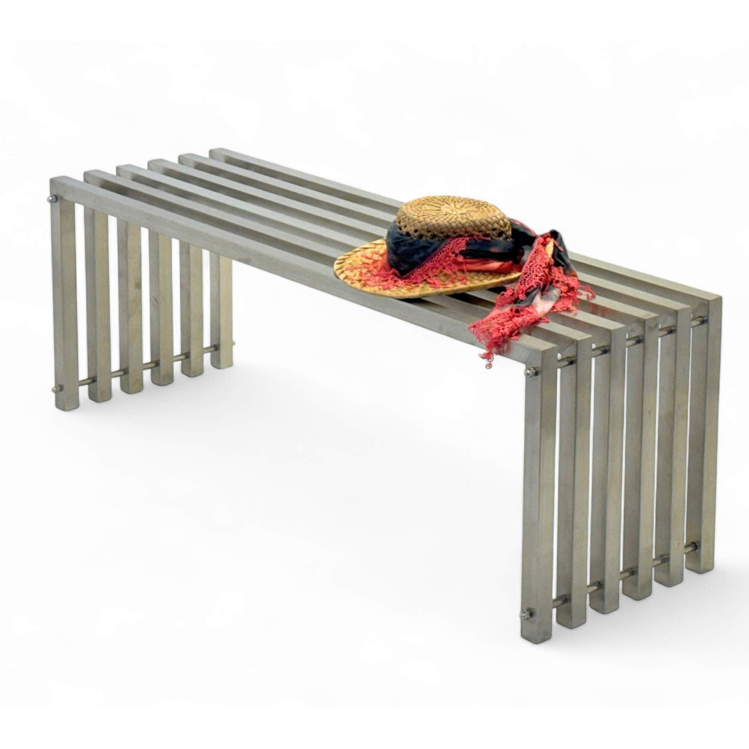 DanDiBo Gartenbank Wetterfest Metall Edelstahl Massiv 115 cm Sitzbank Outdoor Garten (96607), Parkbank Lamellenbank