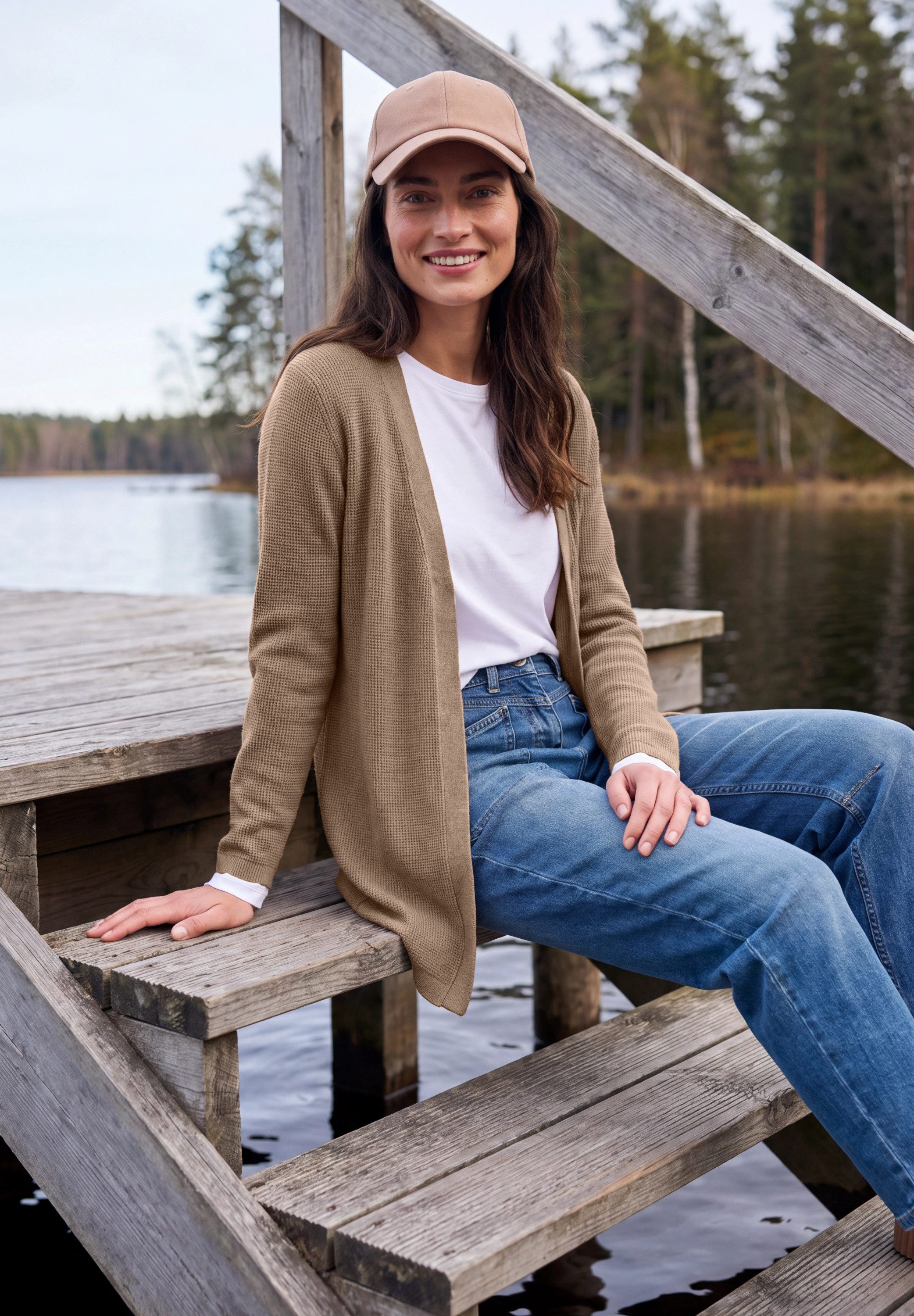 CECIL Longstrickjacke Waffelstrukturmuster