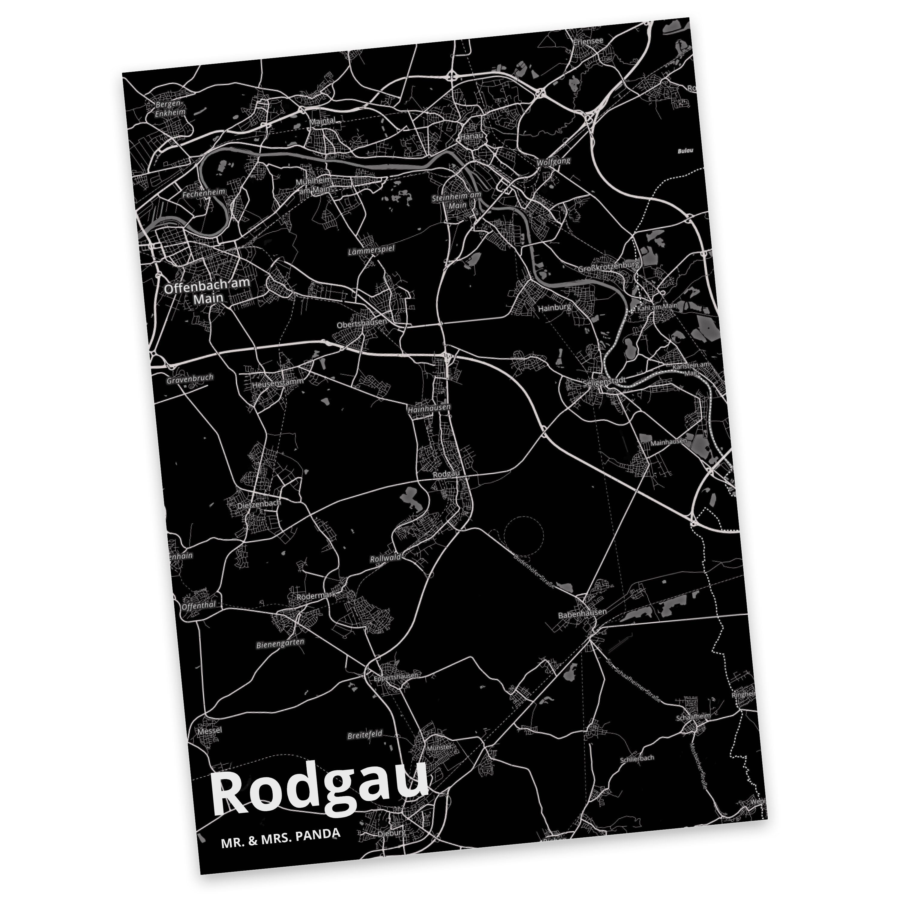 Karte Postkarte - Panda Geschenk, Rodgau Landkarte & Map Stadtplan, Dorf Stadt Mr. Geburtst Mrs.