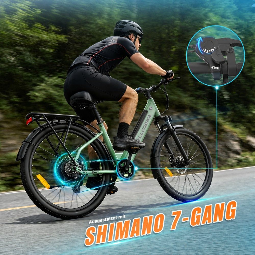SSY E-Bike Elektrofahrrad fur Erwachsene, Heckmotor, (Komfortables E-Bike für Damen), Rahmen aus Karbonstahl – Bild 4 von 5