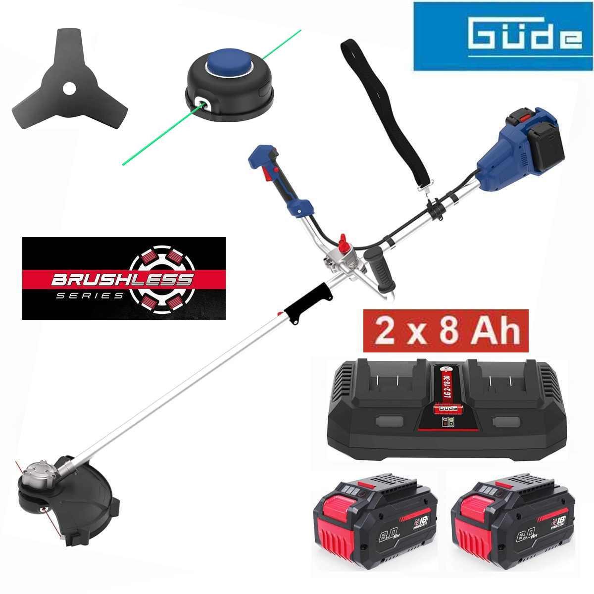 Güde Akku-Rasentrimmer 36V Akku-Freischneider FS 36-0 mit 2 x Akku 8.0 Ah / Doppelladegerät