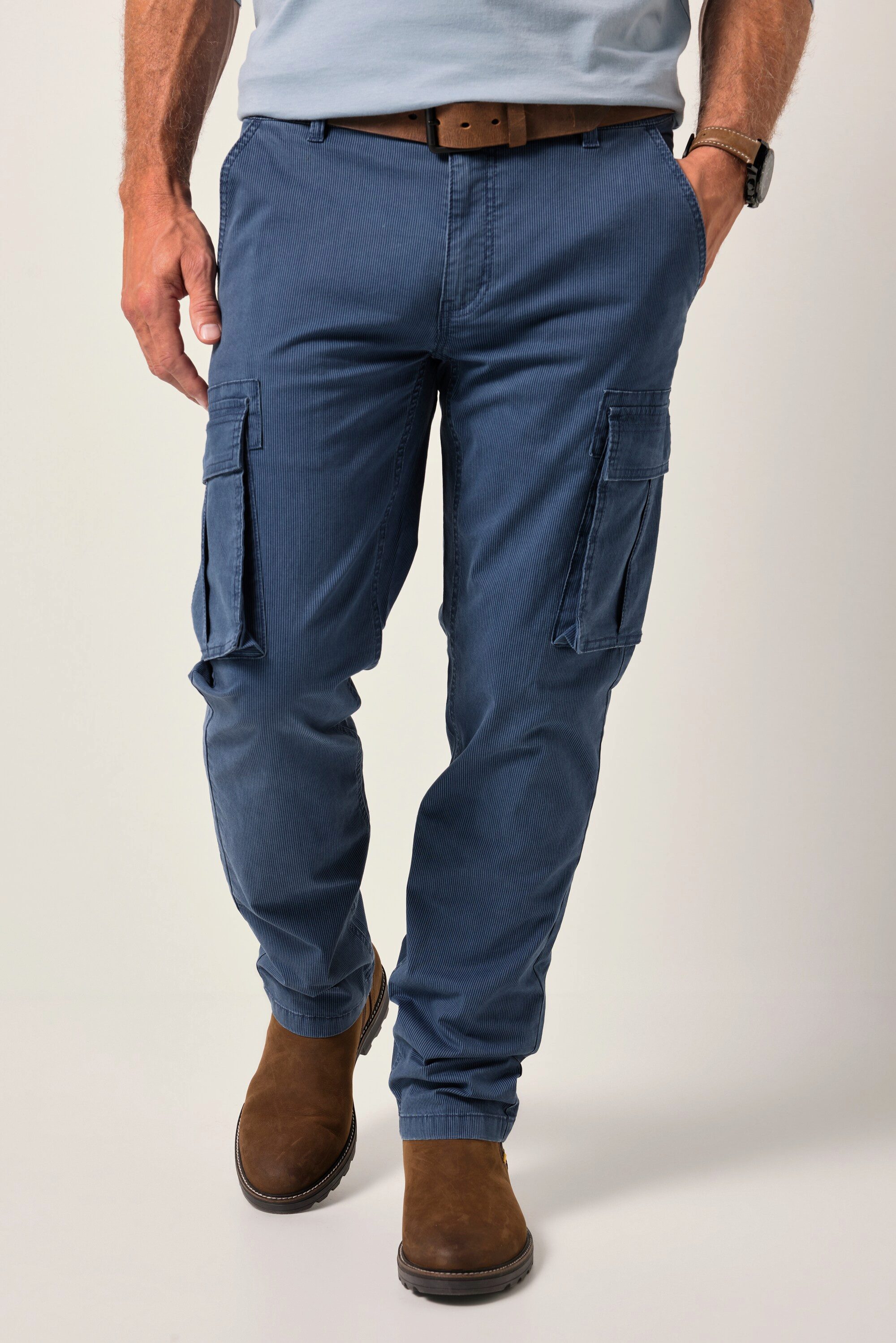 Boston Park Cargohose Cargohose Bauchfit Regular Fit Streifen