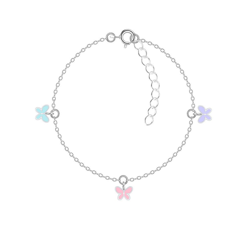 Order & Smile Schmuck Silberarmband Armband Kinder: 925 Silber Armkette mit Schmetterlingen