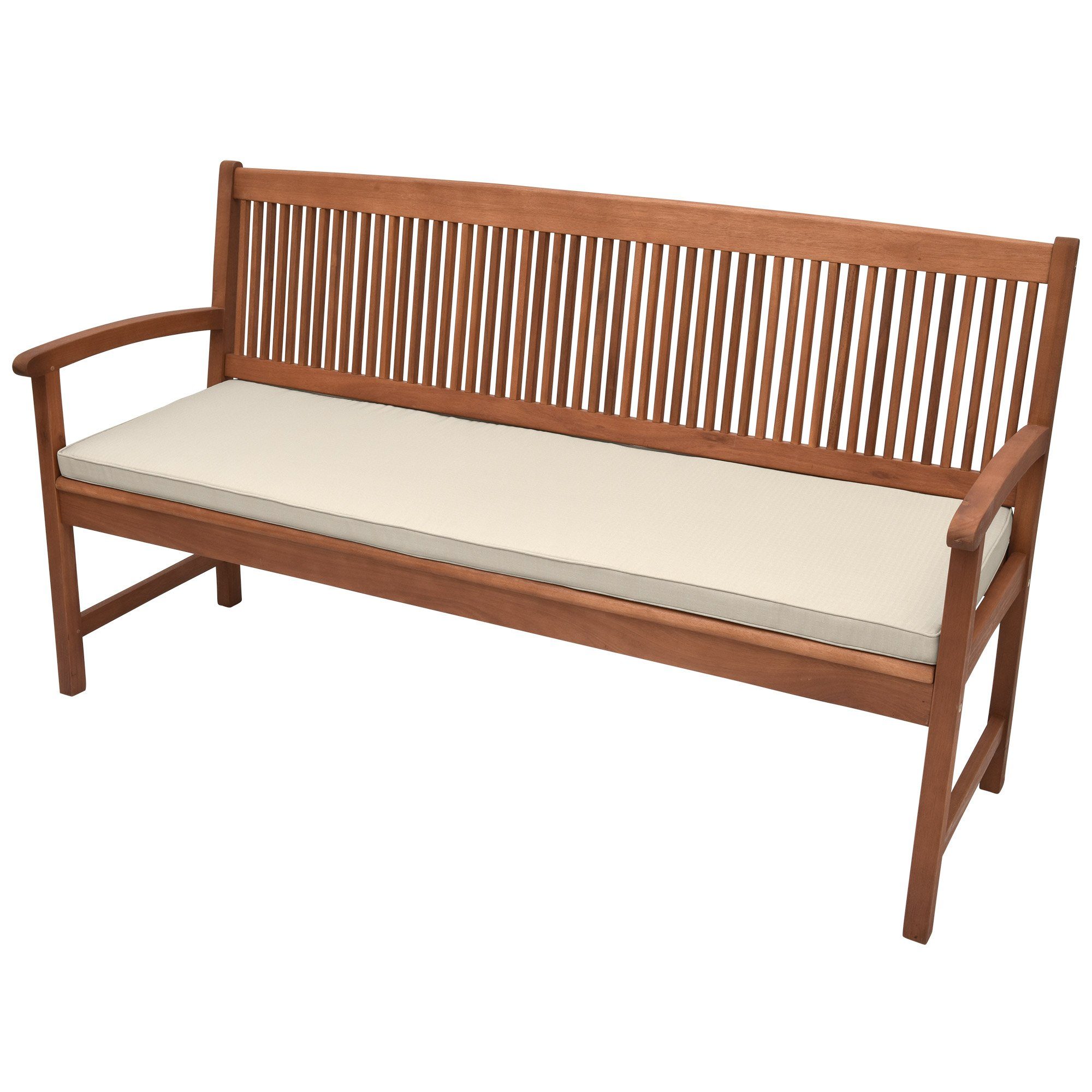 Beautissu Bankauflage Bankauflage Base BK, 100x48x5cm, Natur, waschbare Bankkissen Sitzauflage - Gartenbankauflage Outdoor
