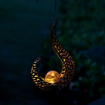 Navaris LED Gartenfackel 1x LED Solar Hängelampe Flammen-Design - orientalisch - Solarlampe