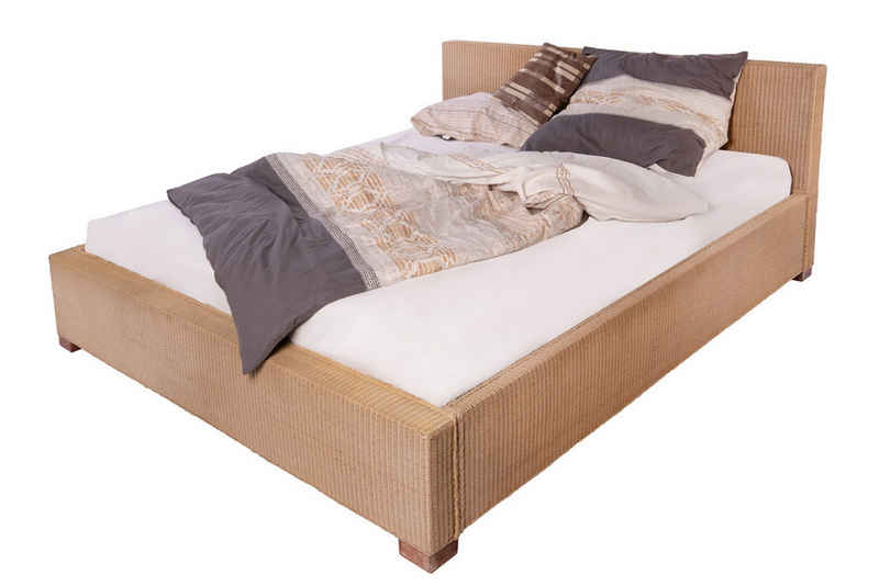 SAM® Massivholzbett Ariana, Doppelbett aus geflochtenem Loom, sehr robust, Handfertigung