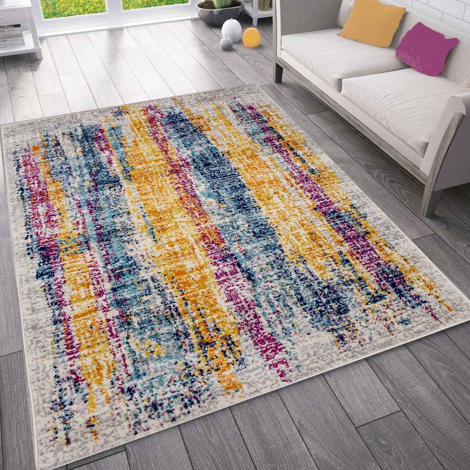 Teppich »Teppich Kurzflor Wohnzimmer Bunter Farbmix Muster Streifen in Bunt«,  Vimoda online kaufen | OTTO