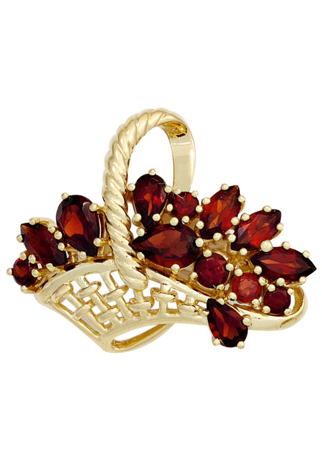 JOBO Brosche Goldbrosche Korb, 8 Karat 333 Gold mit Granat