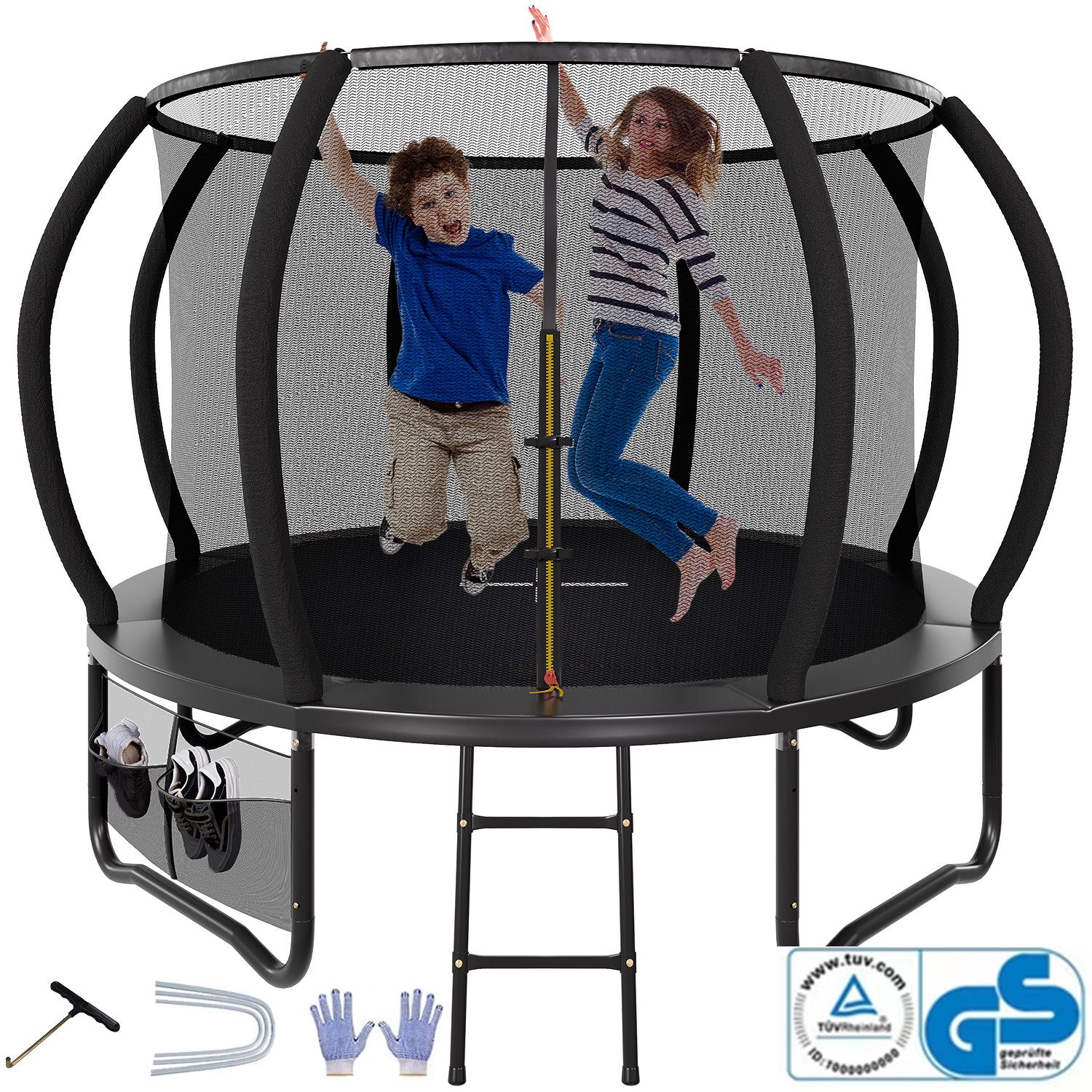 HOMALL Gartentrampolin Ø305cmTrampolin,Kindertrampolin mit Sicherheitsnetz und Leiter, Ø 305 cm, Ø305/366/427cm,gepolstertes Gestell,150kg,Schutzranabdeckung