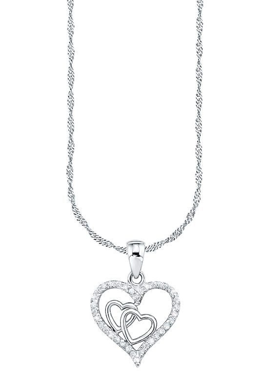 Amor Kette mit Anhänger Herz, mit Zirkonia (synth)