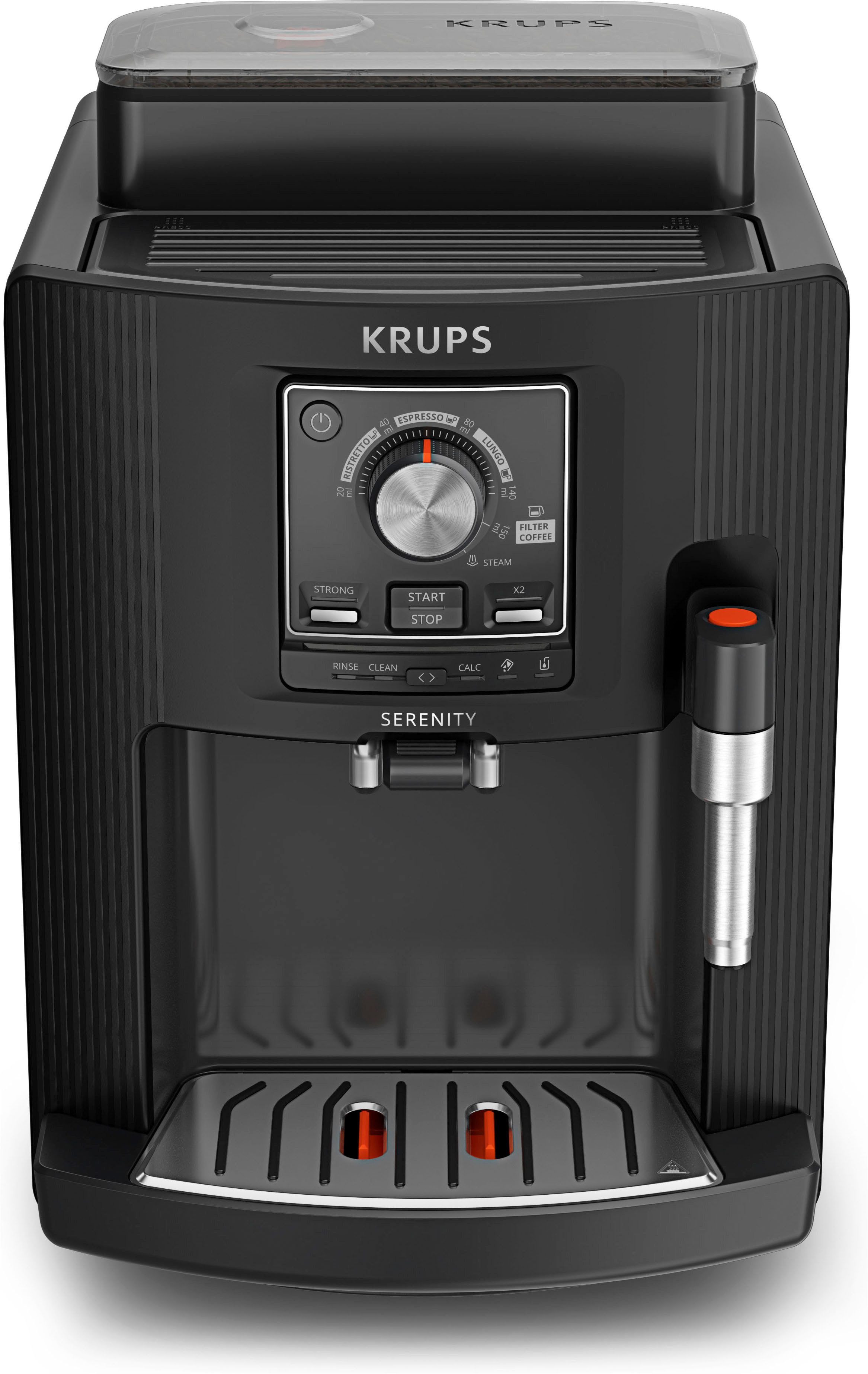 Krups Kaffeevollautomat EA4008 Serenity, 4 Getränke, Dampfdüse, automatische Reinigung, Doppeltassen-Funktion