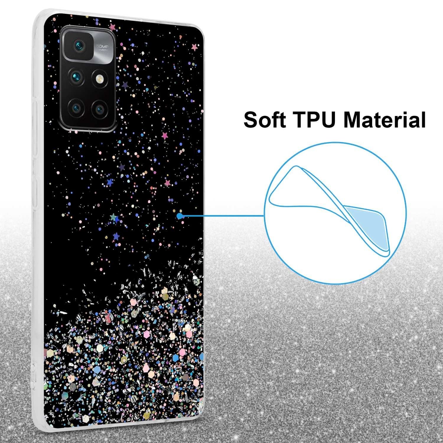 Cadorabo Handyhülle für Xiaomi RedMi 10 4G Hülle Xiaomi RedMi 10, Flexible TPU Silikon Handy Schutzhülle - Hülle - mit Glitzer