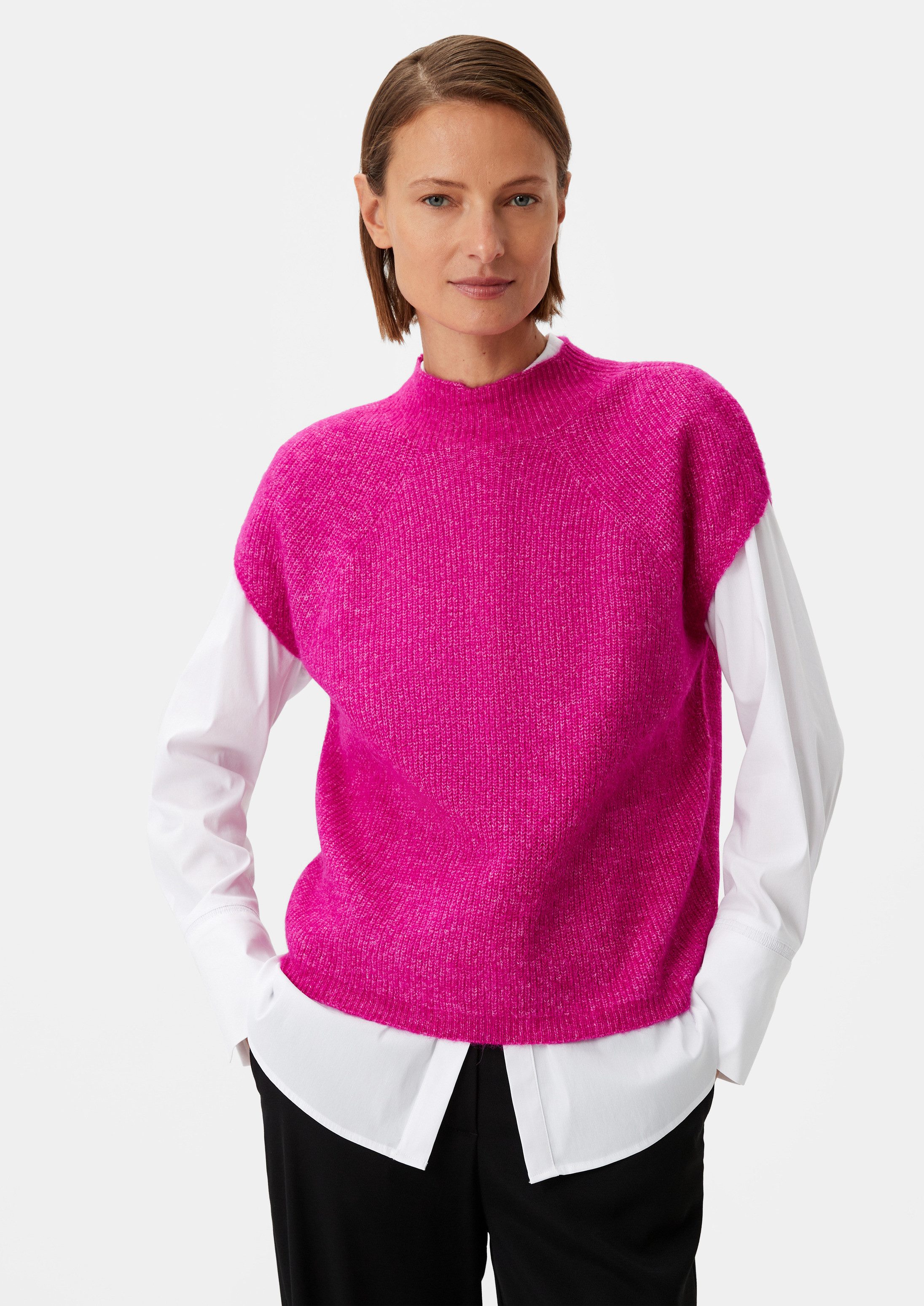 comma Rundhalspullover Strickpullunder Strickpullunder mit Alpakawolle
