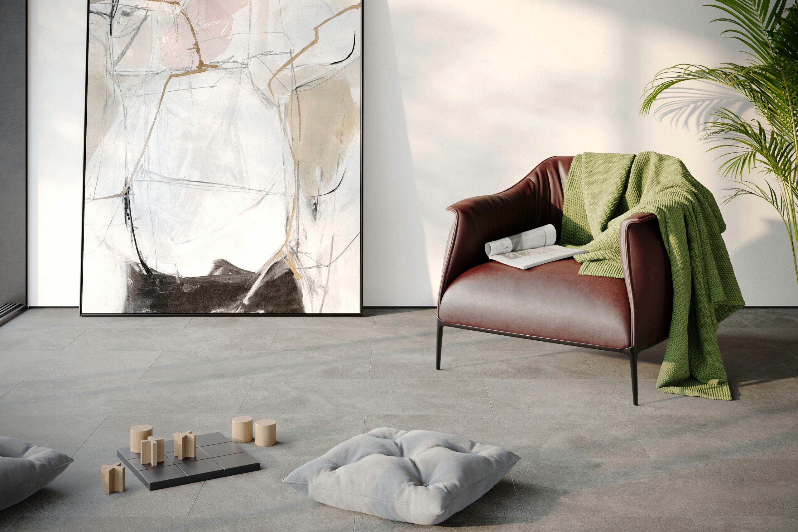 FALQUON GmbH Vinylboden The Floor Stone 800x400x6mm - Made in Germany - Click-Vinylboden, Fliesenoptik, inkl. Trittschalldämmung, Packung, In 1 Packung: 6 Paneele - 1,92m², 1 Packung: 6 Paneele - 1,92 m²