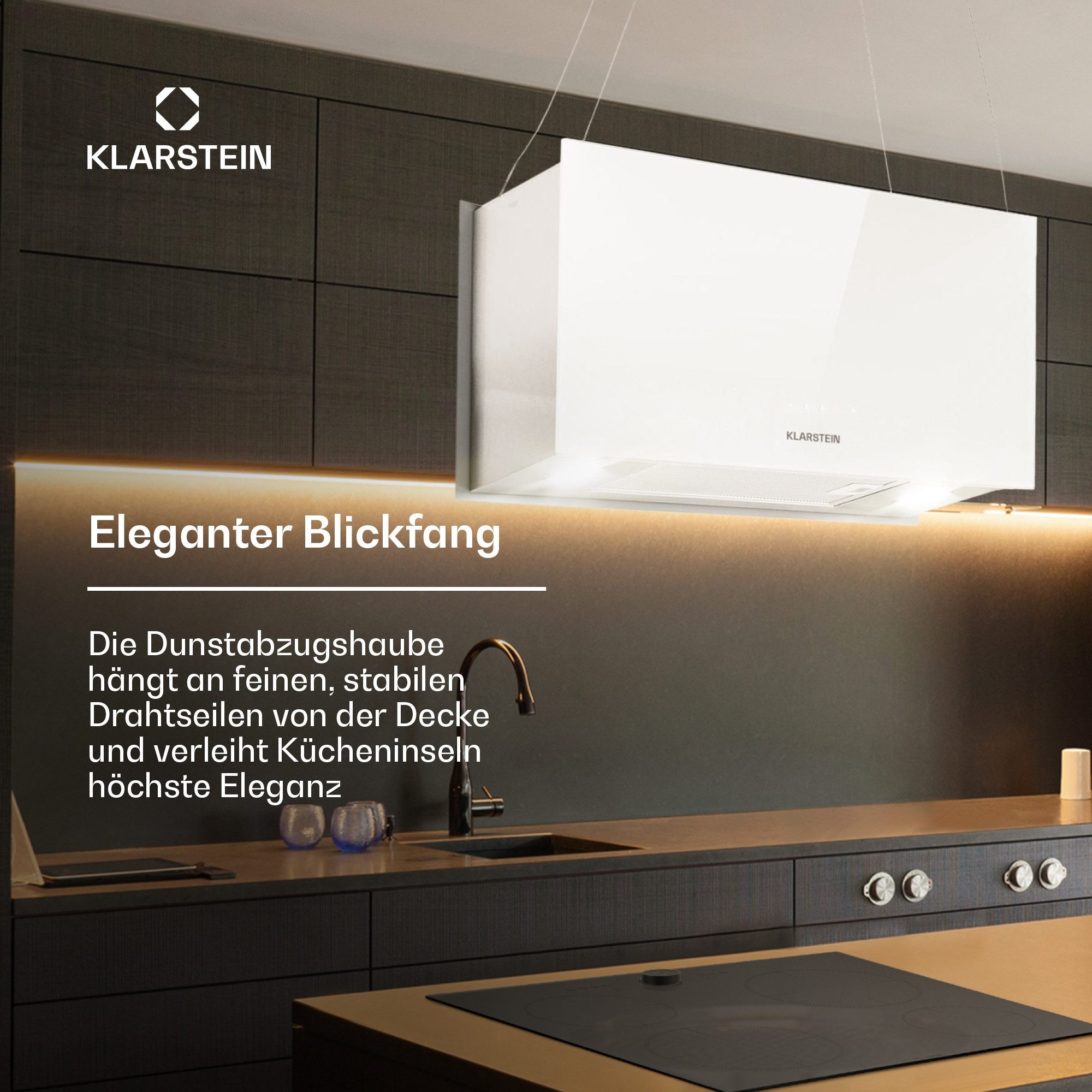 Klarstein Deckenhaube Kronleuchter L Kronleuchter L, Abzugshaube Insel Abluft Haube Umluft Dunstabzug Einbau Umlufthaube