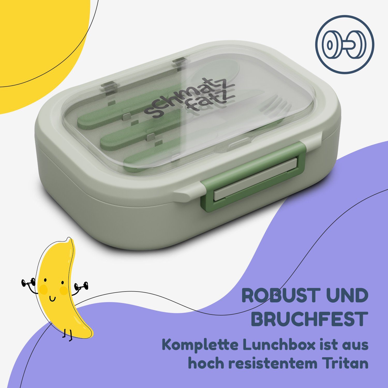 Bunko Tritan, (Packung) Lunchbox Frischhaltedose 3 Fächer, Klarstein