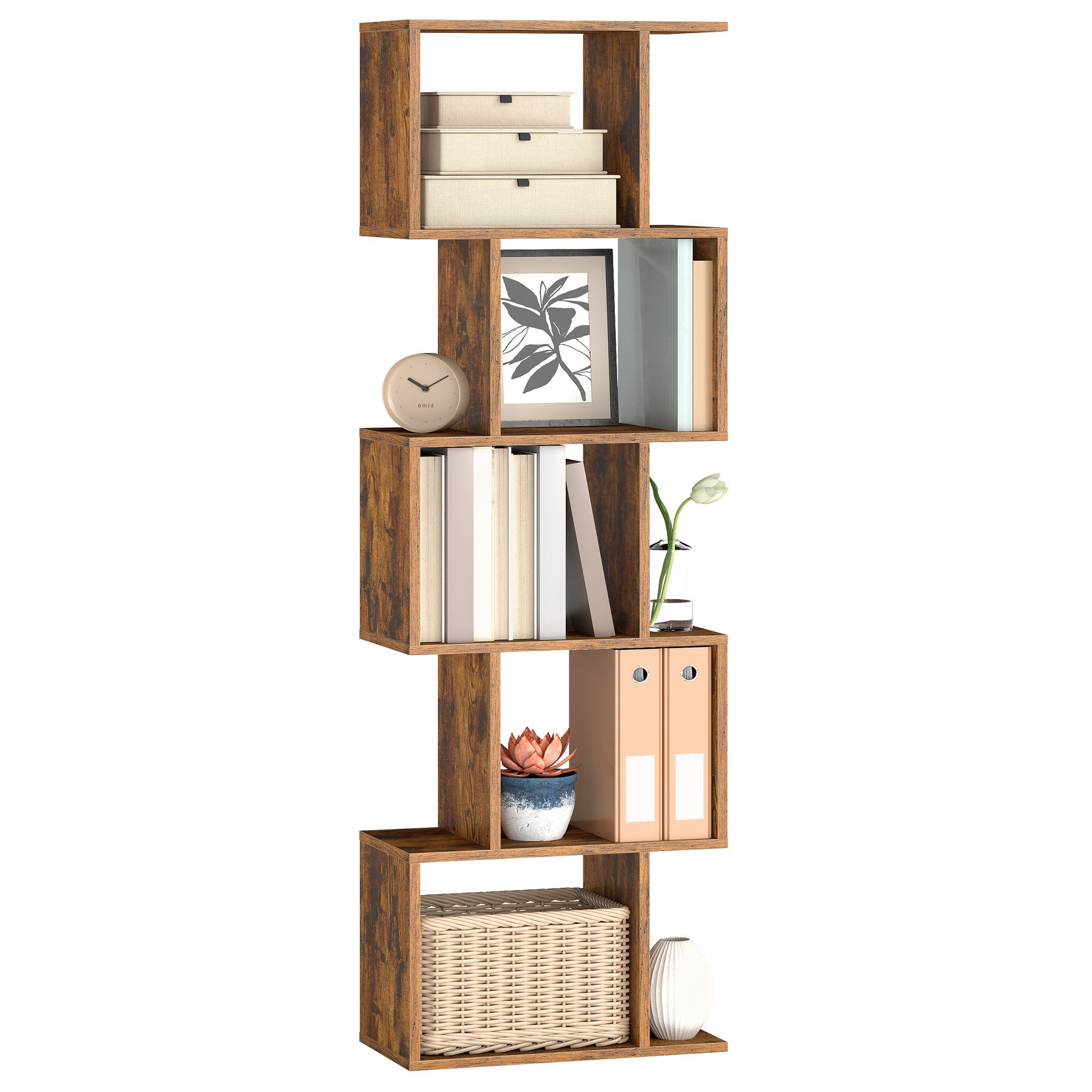 VASAGLE Bücherregal, 1-tlg., 5 stöckiges Bücherregal, 24 x 40 x 159 cm, Standregal, Büroregal