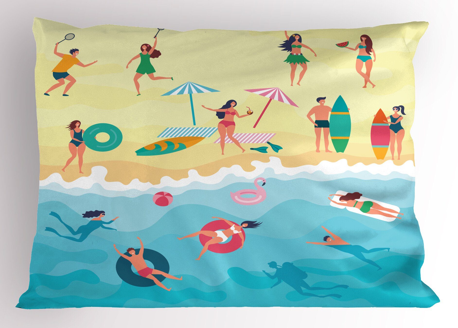 Kissenbezüge Dekorativer King Grafik-Strand Spaß Kissenbezug, (1 Stück), am Sommer Gedruckter Abakuhaus Size Standard