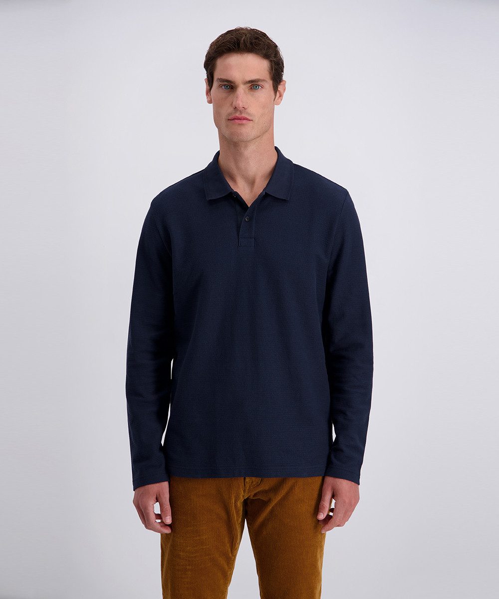 Pierre Cardin Langarm-Poloshirt mit Strukturmuster