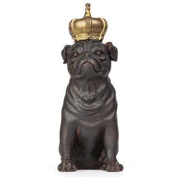 Moritz Dekofigur Deko-Figur Mops Hunde-König mit Krone sitz aus Polyresin, Dekofigur aus Polyresin Dekoelement Dekoration Figuren