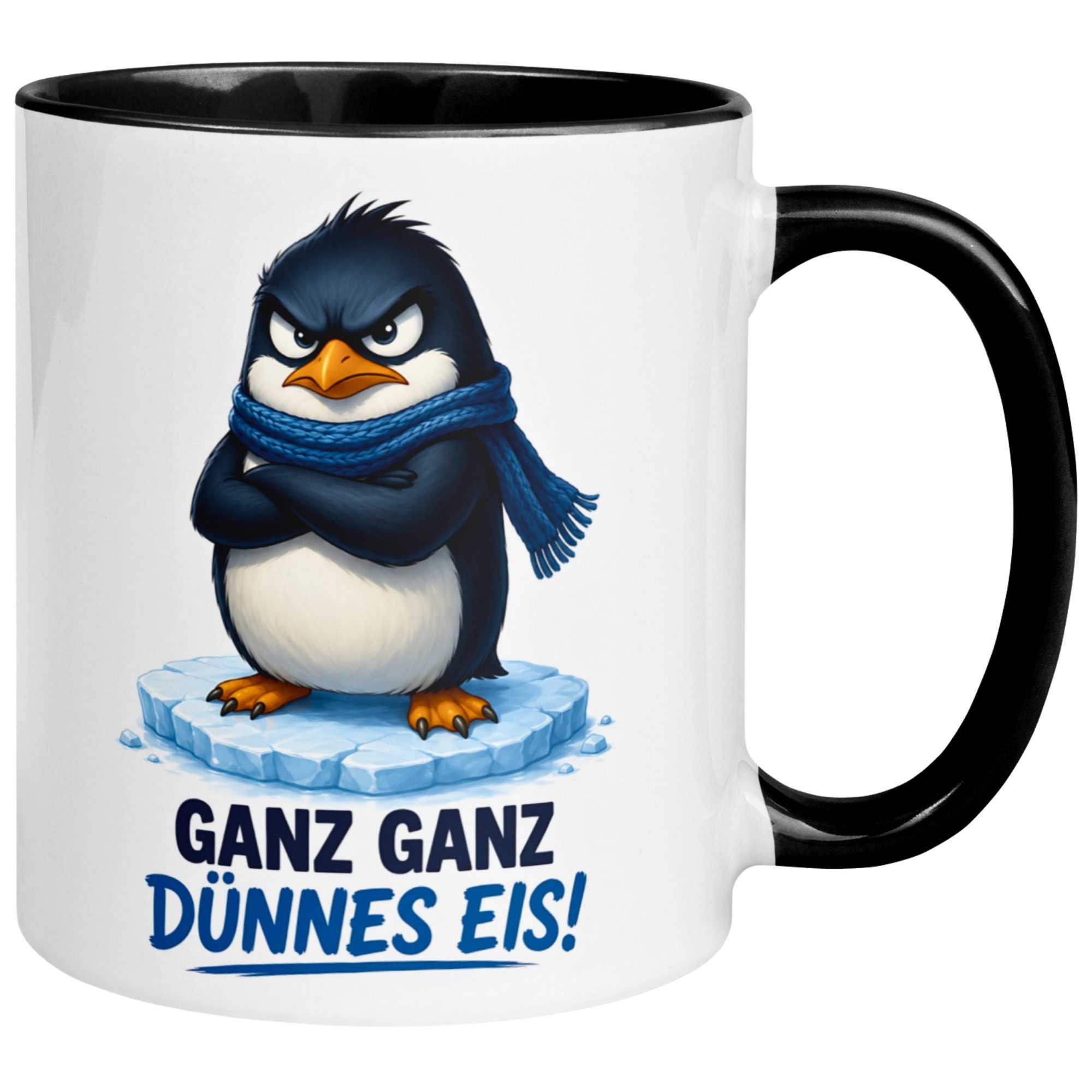 Momentals Tasse Pinguin – Ganz ganz dünnes Eis – lustiger Geschenk Becher Morgenmuffel, Gratis Versand · Links-&Rechtshänder · Spülmaschinenfest