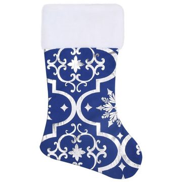 vidaXL Christbaumschmuck Luxus-Weihnachtsbaumdecke mit Socke Blau 150 cm Stoff