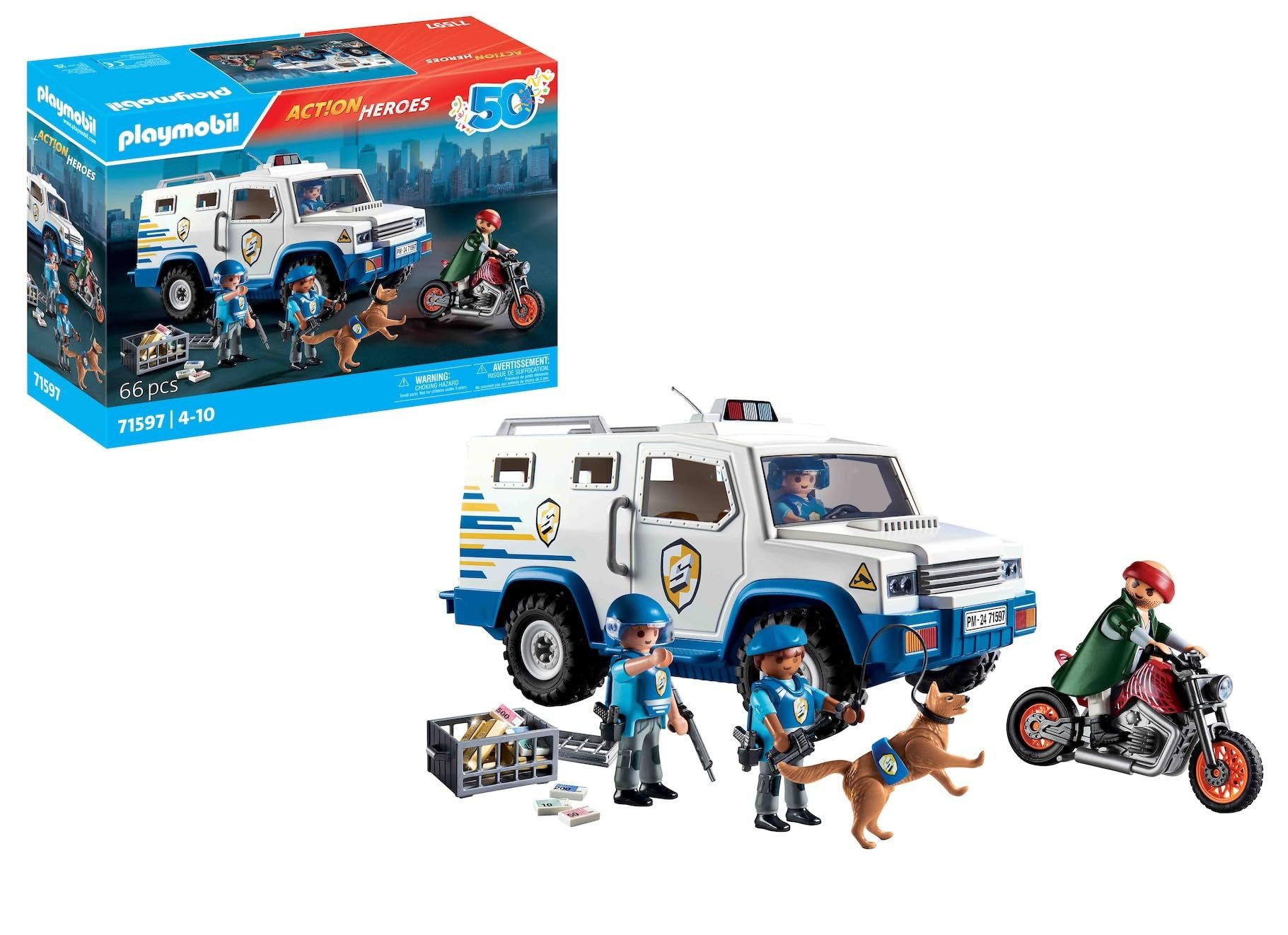 Playmobil® Spielwelt Action Heroes Geldtransporter 71597, (66-tlg), PLAYMOBIL Action Heroes Spielset