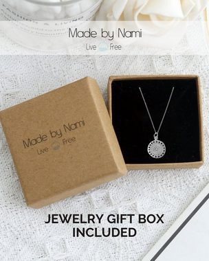 Made by Nami Kette mit Anhänger 925 Sterling Silber filigrane Halskette Silber oder Gold Sonne, für Frauen & Mädchen Geschenk-Idee inkl. Geschenkbox