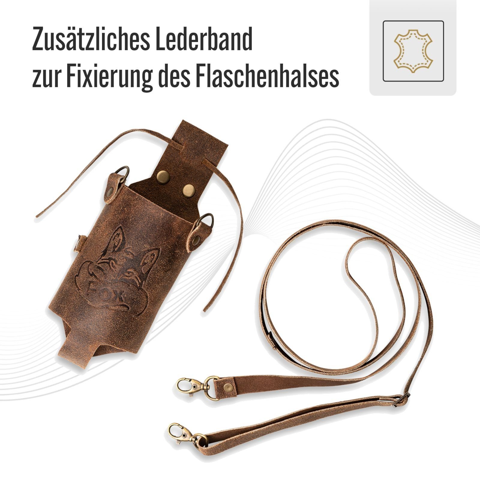 BLACK FOREST FOX Grillschürze ROUGH SET Büffelleder Grill Koch & Küchen Schürze + Holly Holster, (Set), SET Dunkelbraun – Bild 2 von 5