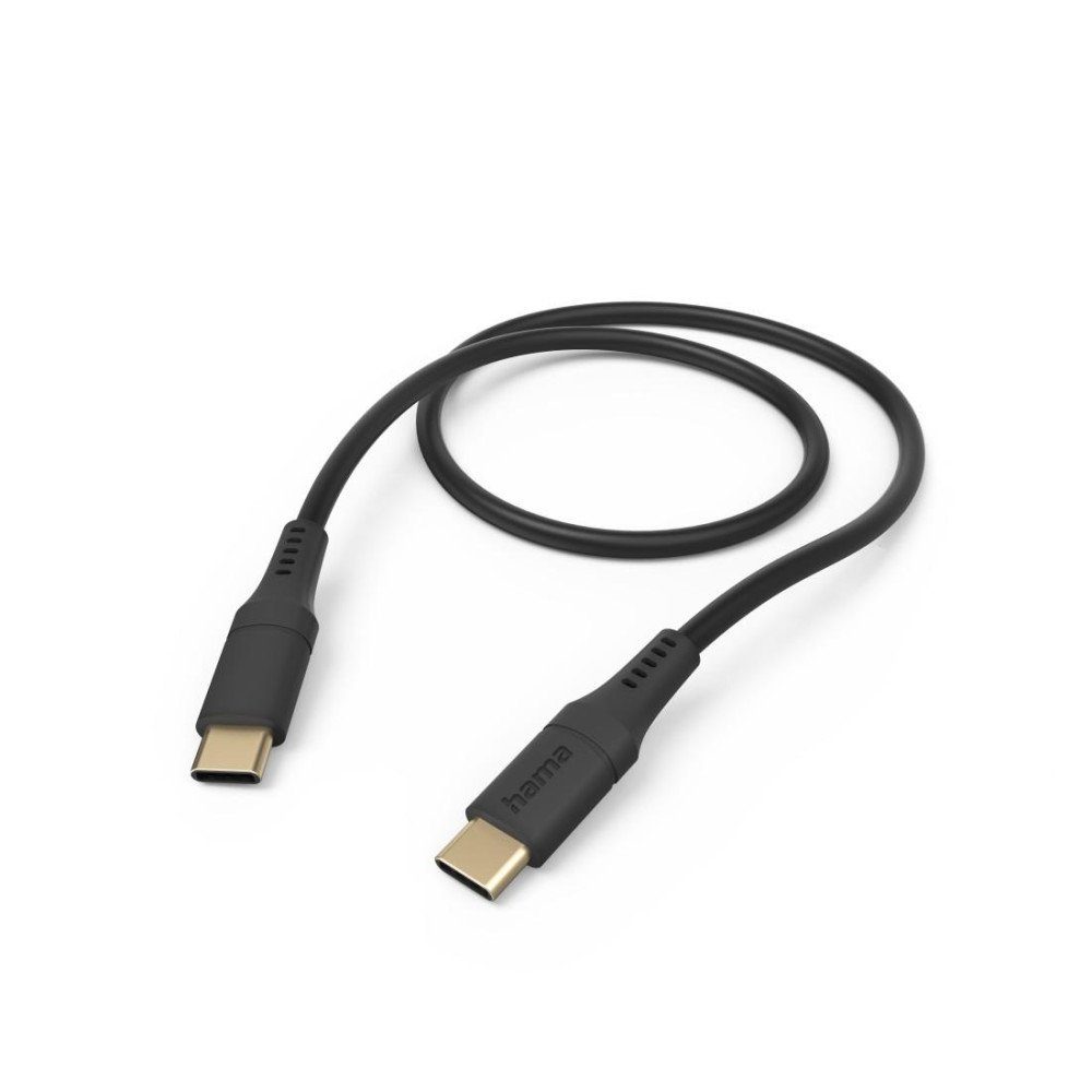 Hama Schwarz "Flexible", Ladekabel Silikon, - m, USB-C 1,5 USB-C, USB-Kabel