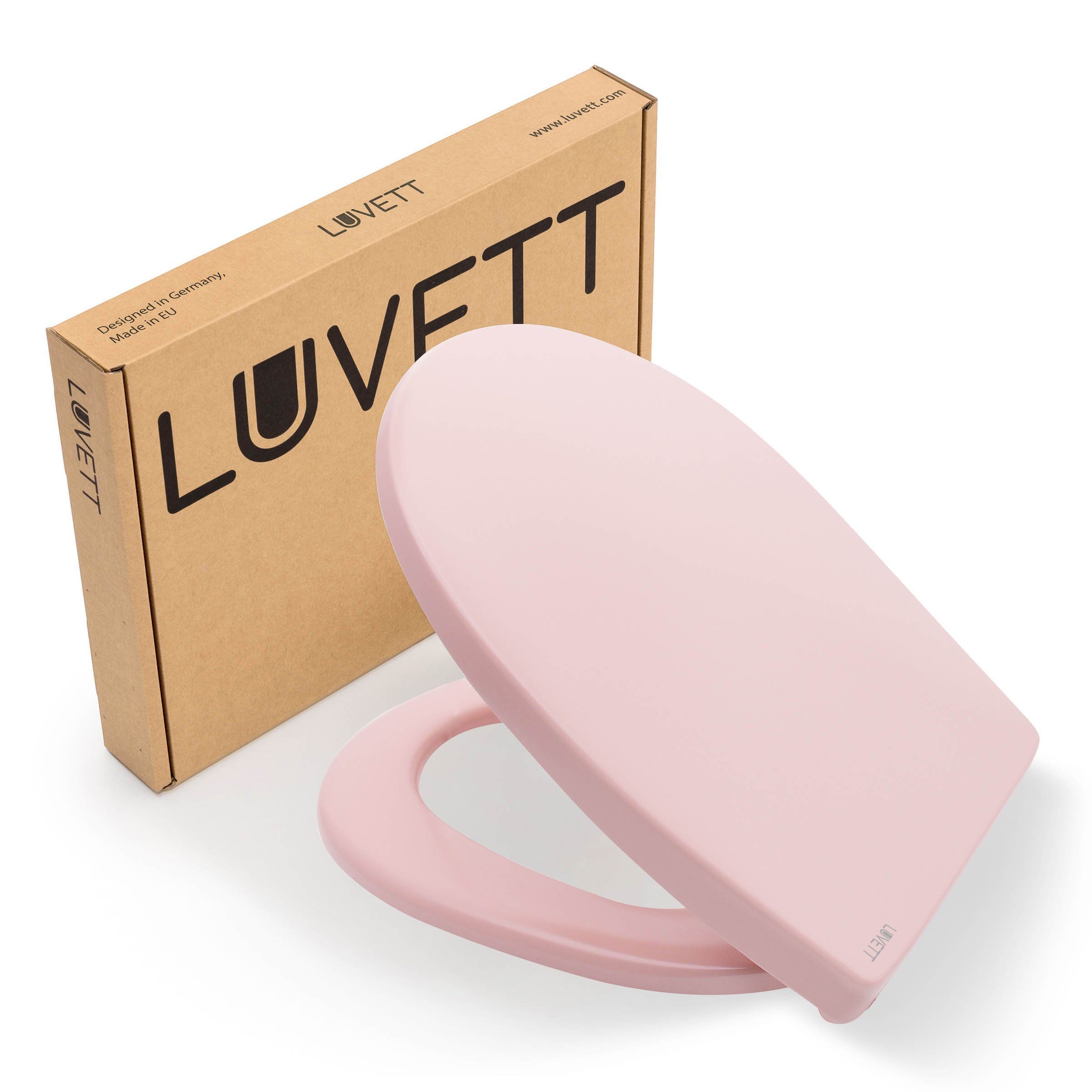 LUVETT WC-Sitz Farben C100 (Komplett-Set, Inklusive 3 Befestigungsarten), mit Original SoftClose® Absenkautomatik, Duroplast