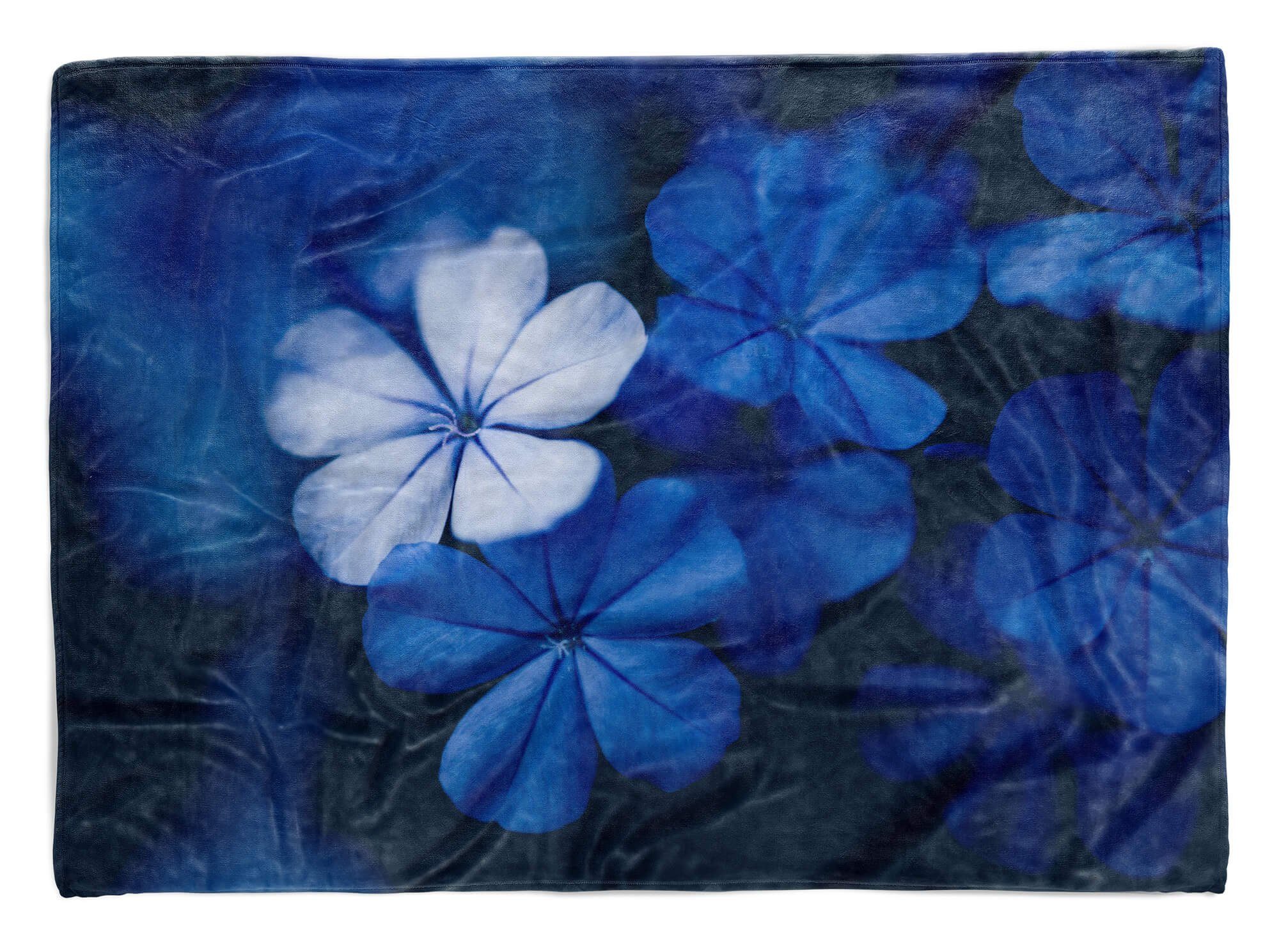 Sinus Art Handtücher Handtuch Strandhandtuch Saunatuch Kuscheldecke mit Fotomotiv Blaue Blumen Blüte, Baumwolle-Polyester-Mix (1-St), Handtuch