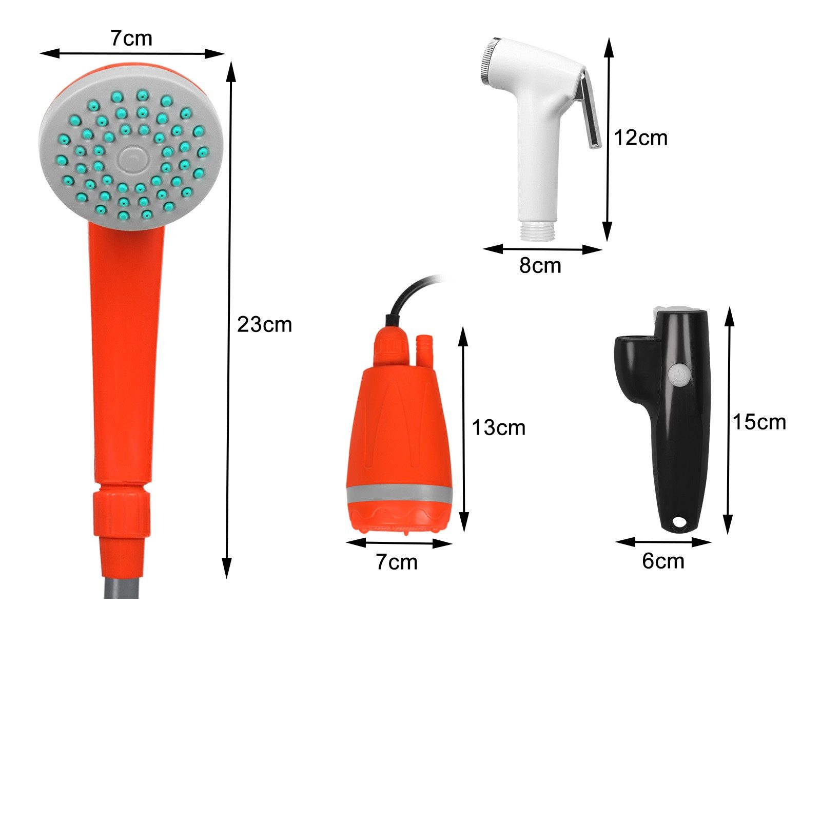 FIVMEN Gartendusche Akku Campingdusche Tauchpumpe Handbrause Aussendusche Camping Dusche (1 St), mit 2200mAh wiederaufladbarer Akku, USB-Ladekabel, für Camping, – Bild 2 von 5