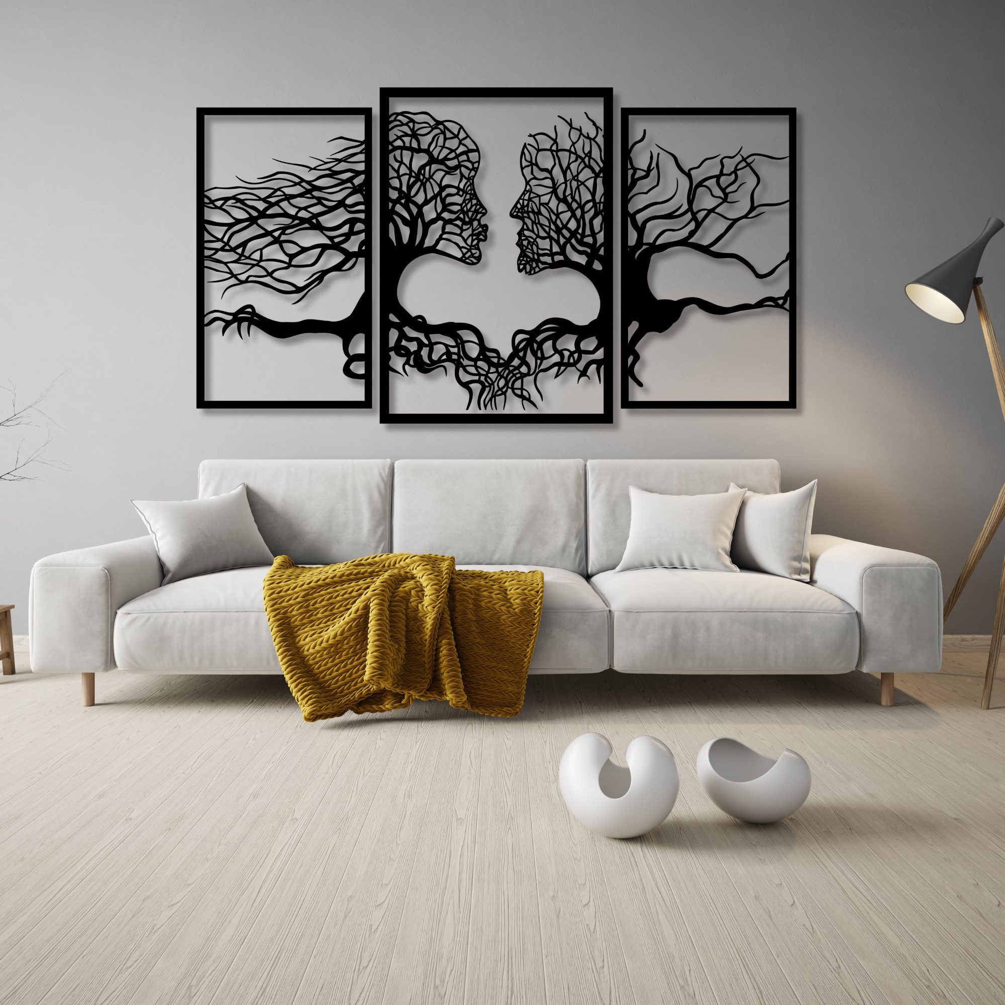EYOKA Wanddekoobjekt 3D Wandbild aus Holz Wanddeko Moderne Holzkunst 6mm stark, Wanddekoration für Wohnzimmer Schlafzimmer Büro Küche mit Klebepads