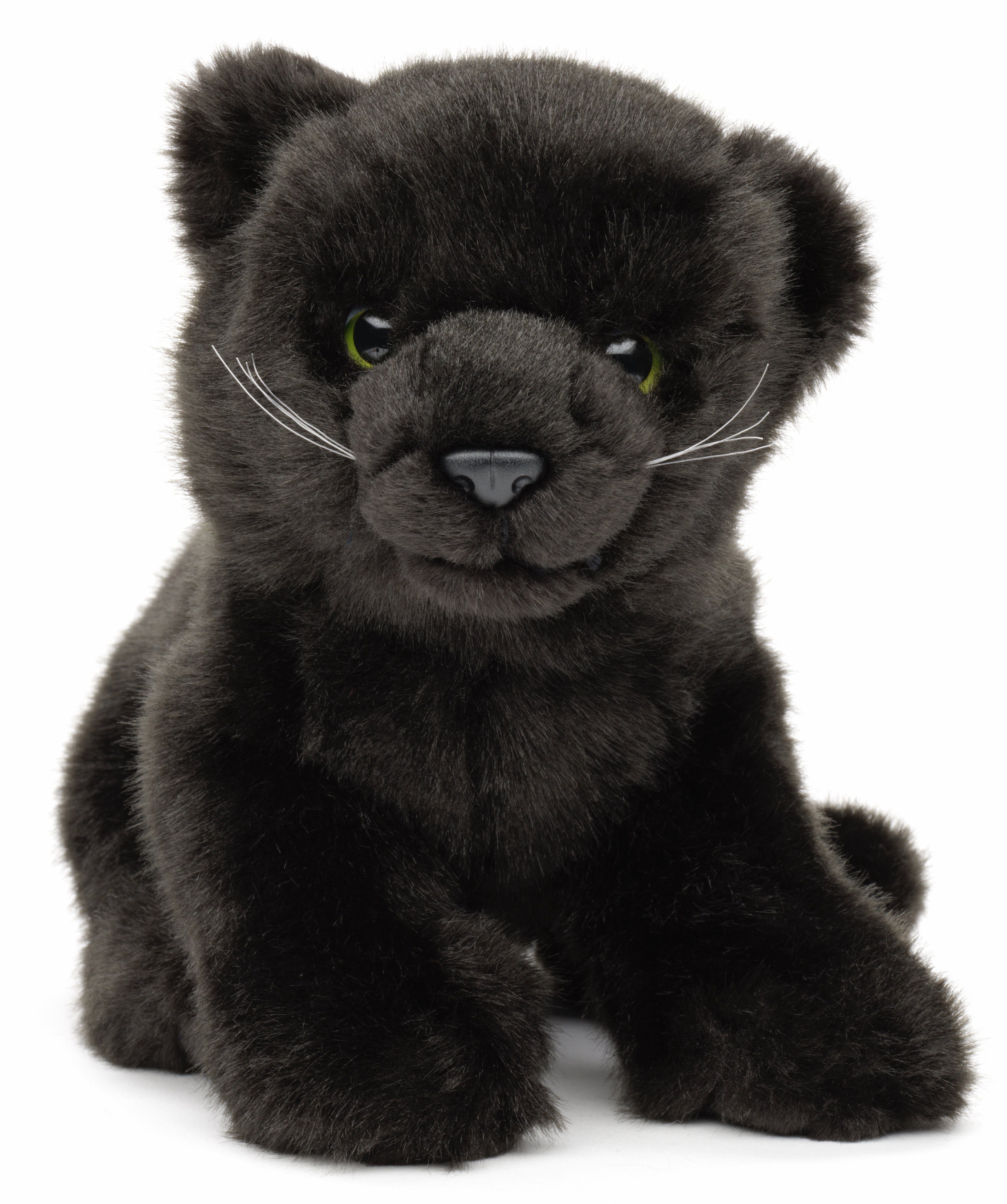 Uni-Toys Kuscheltier Schwarzer Panther Baby, sitzend - 25 cm (Länge) - Plüschtier, zu 100 % recyceltes Füllmaterial