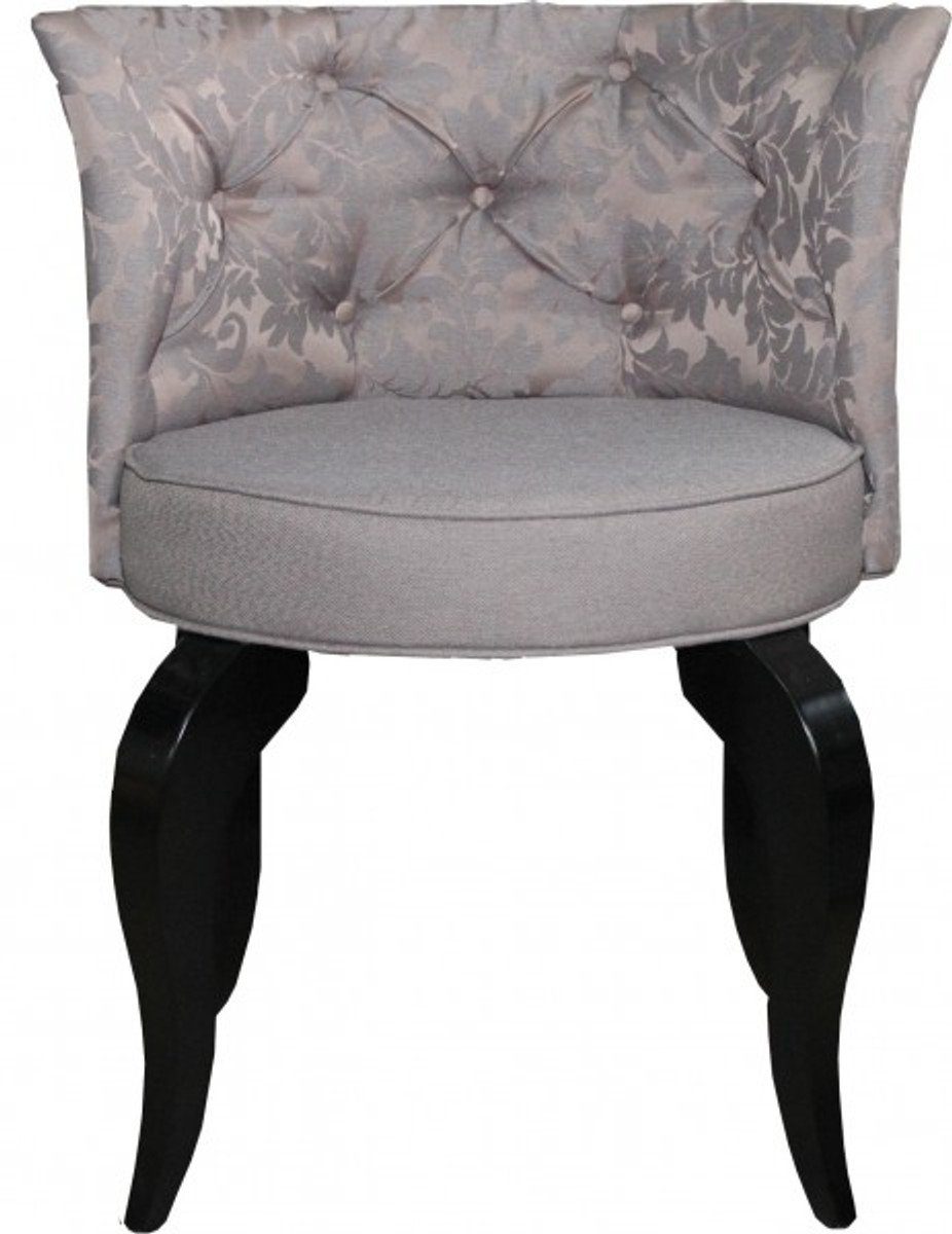Designer Luxus - Qualität Muster Besucherstuhl Schwarz Padrino Casa Braun - / Barock Salon Sessel Stuhl