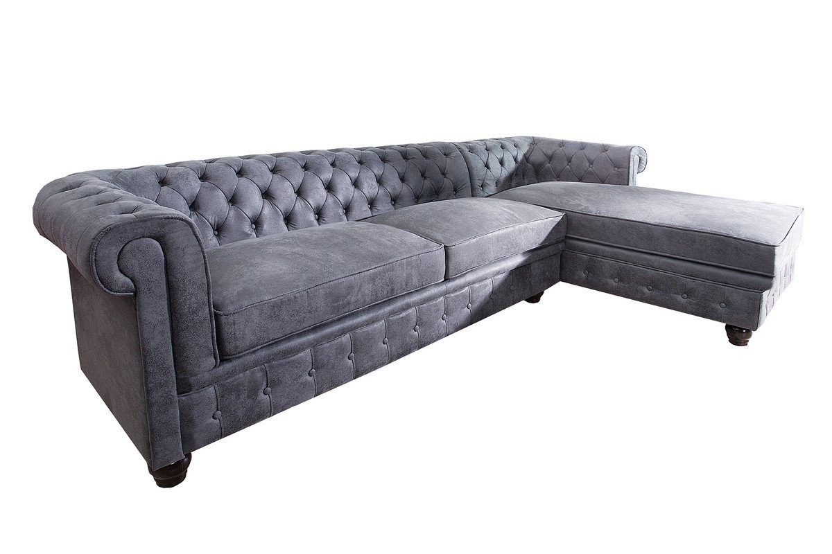 Couch Wohnzimmer Casa Chesterfield Antikgrau - Möbel in Ecksofa Padrino - Chesterfield-Sofa