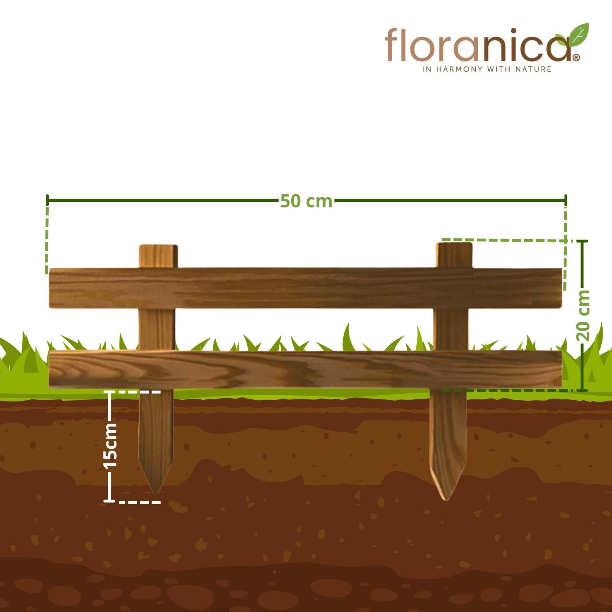 Thumbnail - Floranica Zierzaun Kleiner Gartenzaun Mini Steckzaun Zierzaun, (20 x 50 cm, 1-St., Braun), Vorgartenzaun Hofzaun Terrass...