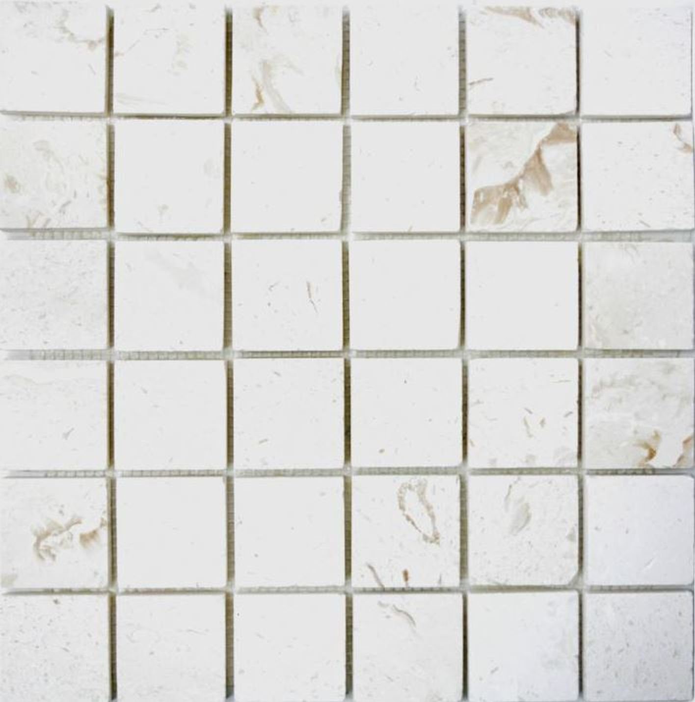 Mosaikfliesen Kalkstein gelbweiß weiß Boden Mosani Naturstein Mosaik Wand Medio